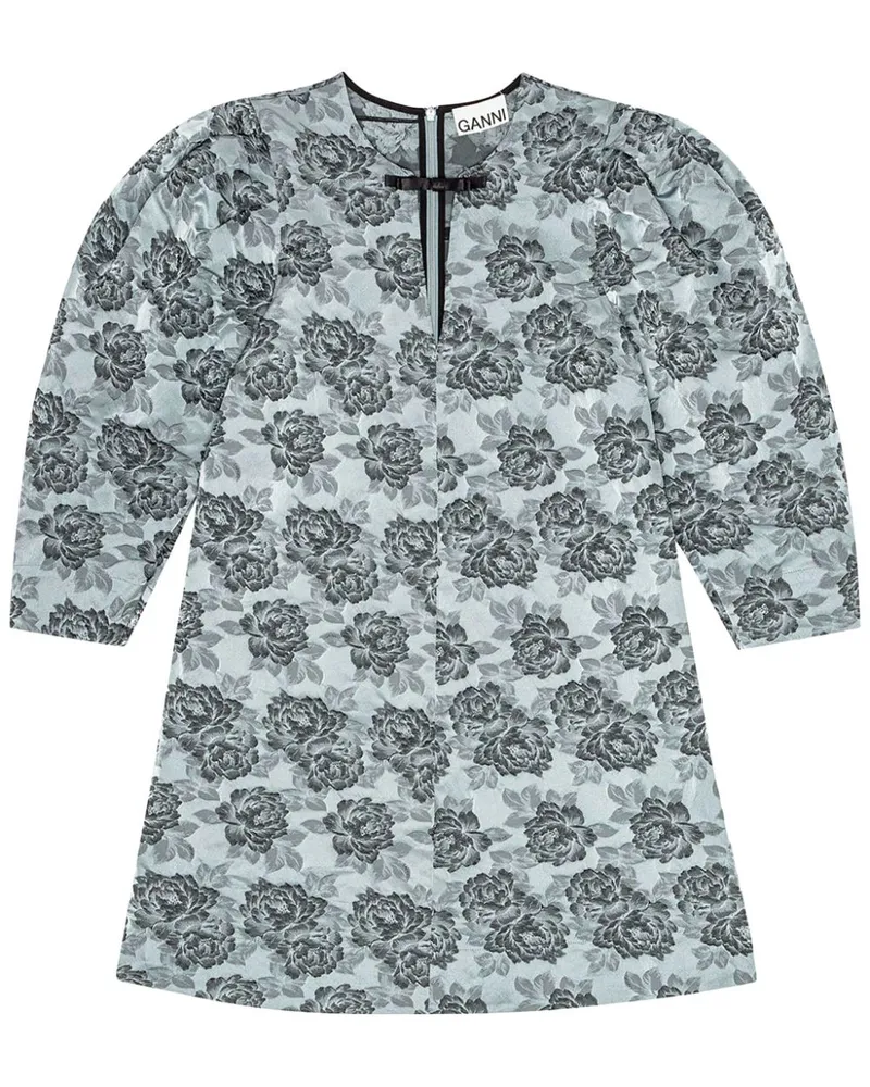 Ganni Midikleid mit Jacquardmuster - Blau Blau