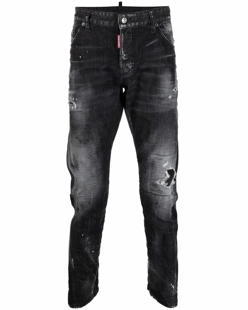 Dsquared2 Schmale Jeans im Distressed-Look - Schwarz Schwarz