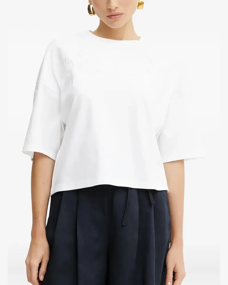 HUGO BOSS Besticktes T-Shirt - Weiß Weiß