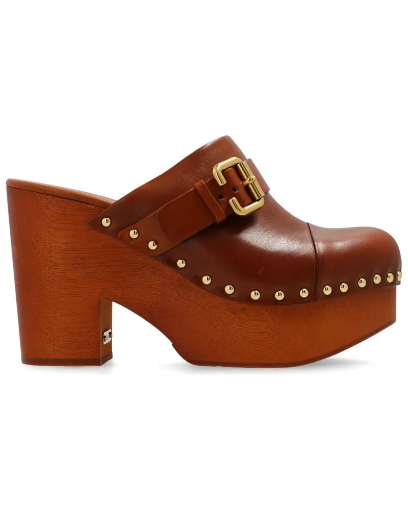 Chloé Jeanette Mules 120mm - Braun Braun