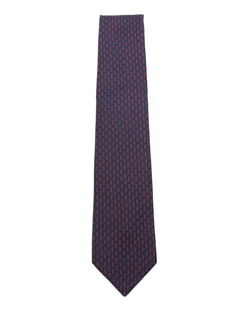 Kiton Geometrisch gemusterte Seidenkrawatte - Blau Blau