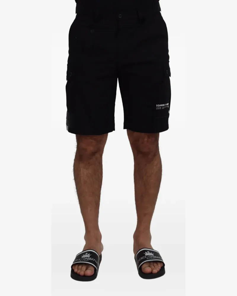 Dolce & Gabbana Cargo-Shorts mit Logo-Patch - Schwarz Schwarz