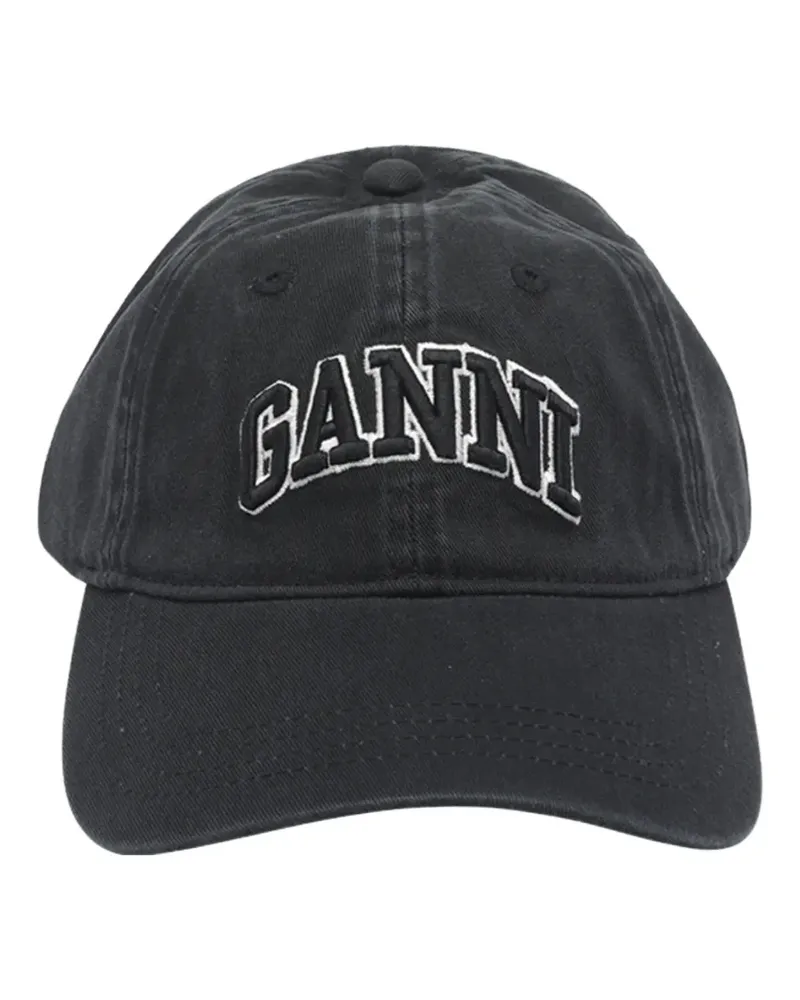 Ganni logo canvas baseball cap - Schwarz Schwarz