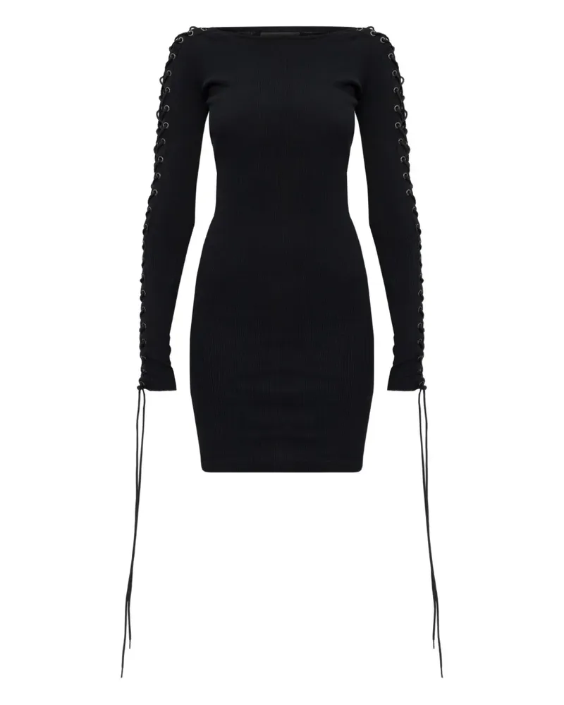 Balenciaga Geripptes Kleid mit Schnürung - Schwarz Schwarz