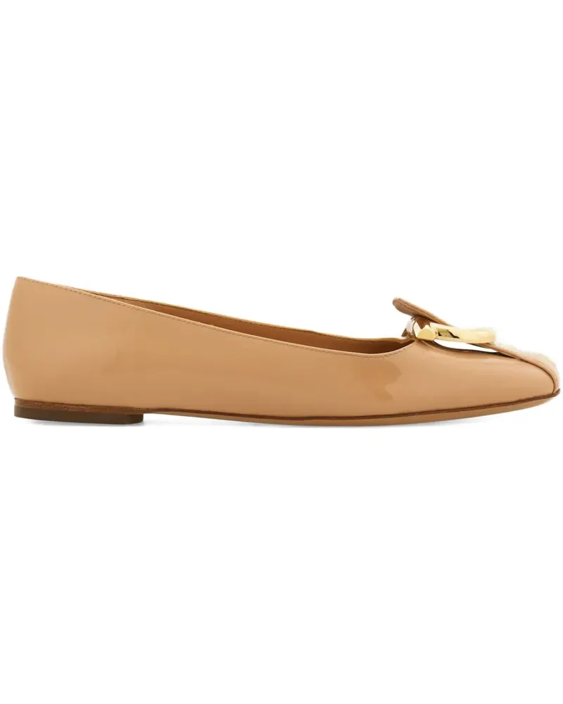 Ferragamo Ballerinas mit Gancini-Riemen - Nude Nude