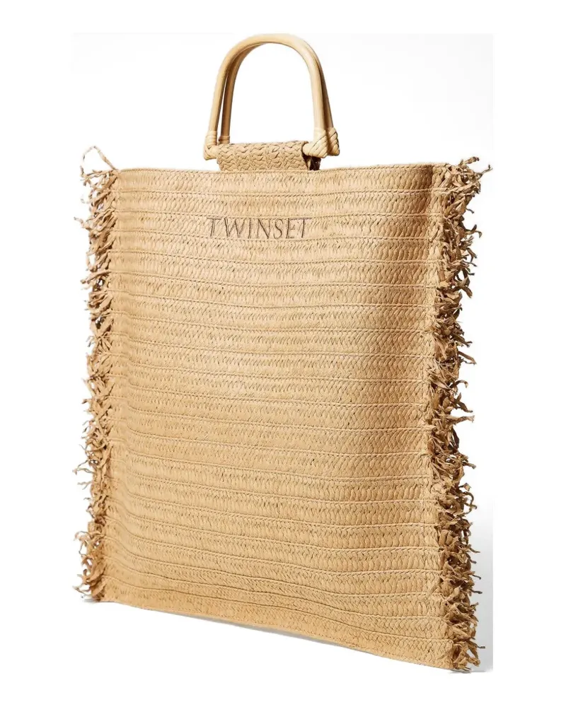 Twin-Set Gewebter Shopper mit Fransen - Nude Nude