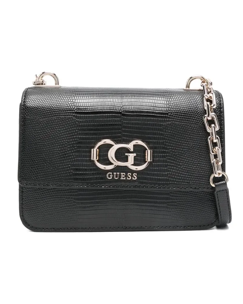 Guess Umhängetasche mit geprägtem Kettenriemen - Schwarz Schwarz