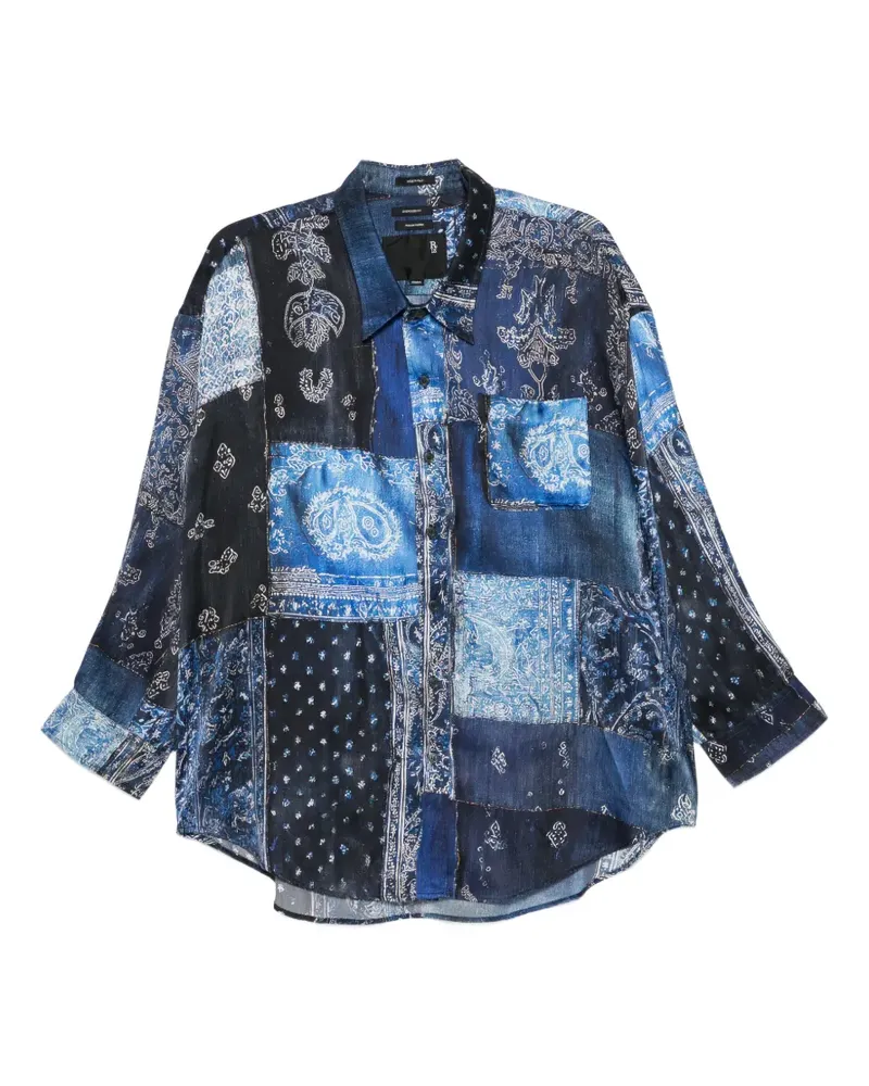 R13 bandana patchwork shirt - Blau Blau
