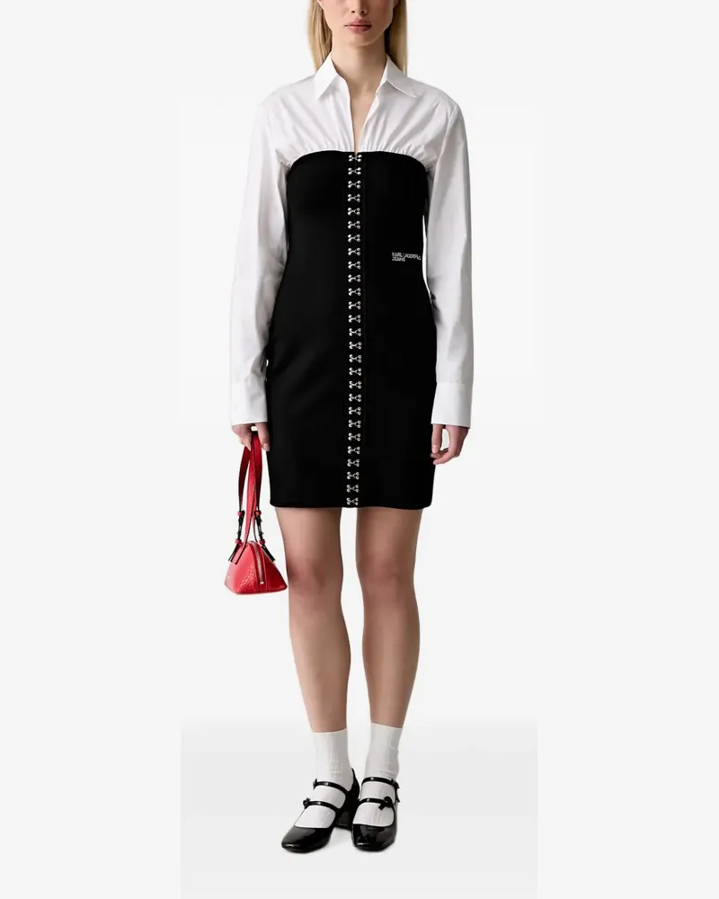 Karl Lagerfeld hook-and-eye layered mini dress - Schwarz Schwarz