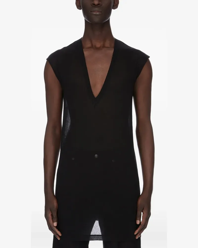 Rick Owens Ärmelloses T-Shirt mit V-Ausschnitt - Schwarz Schwarz