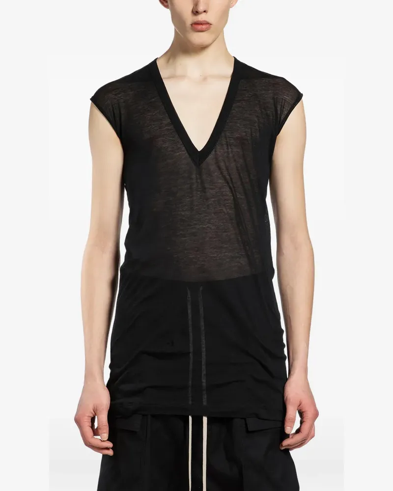 Rick Owens Ärmelloses T-Shirt mit V-Ausschnitt - Schwarz Schwarz