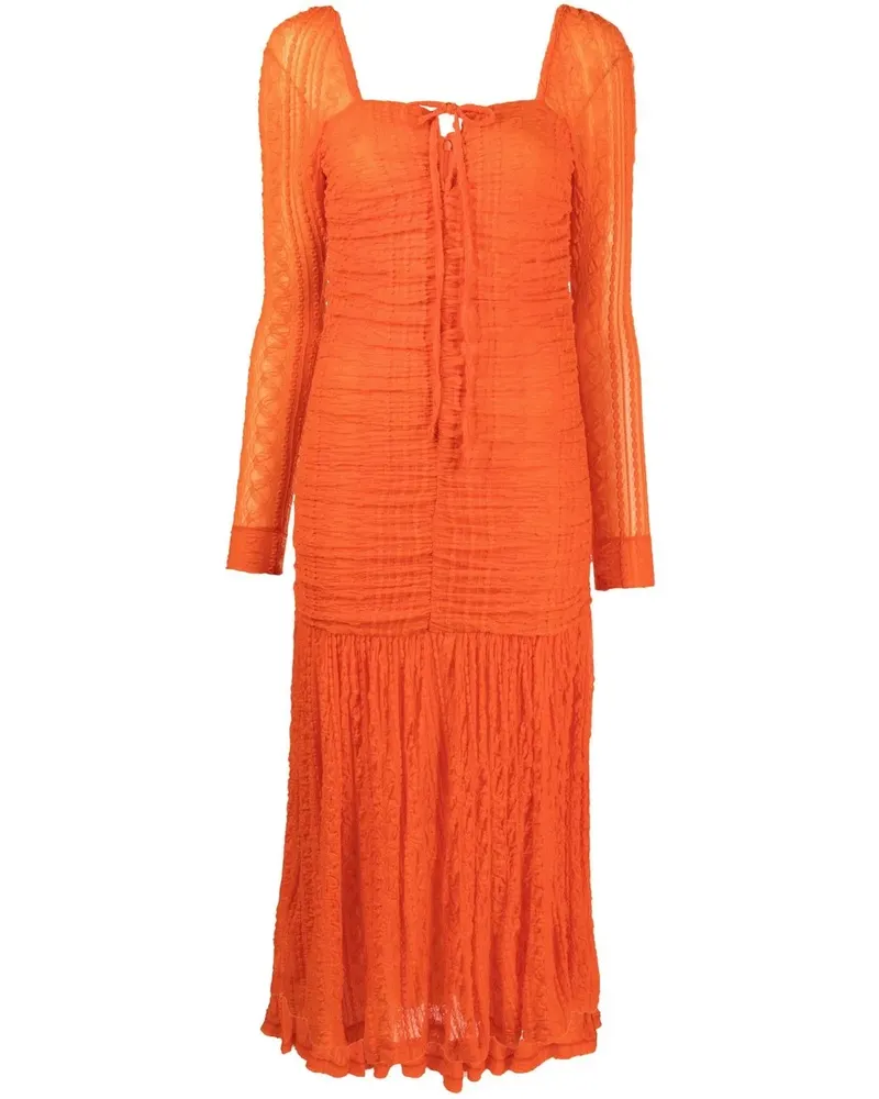 Ganni Kleid mit eckigem Ausschnitt - Orange Orange