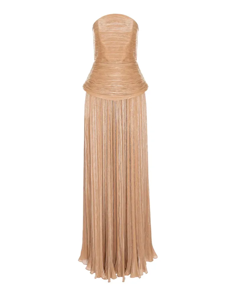 V:PM ATELIER Gerafftes Sweet Maxikleid - Nude Nude