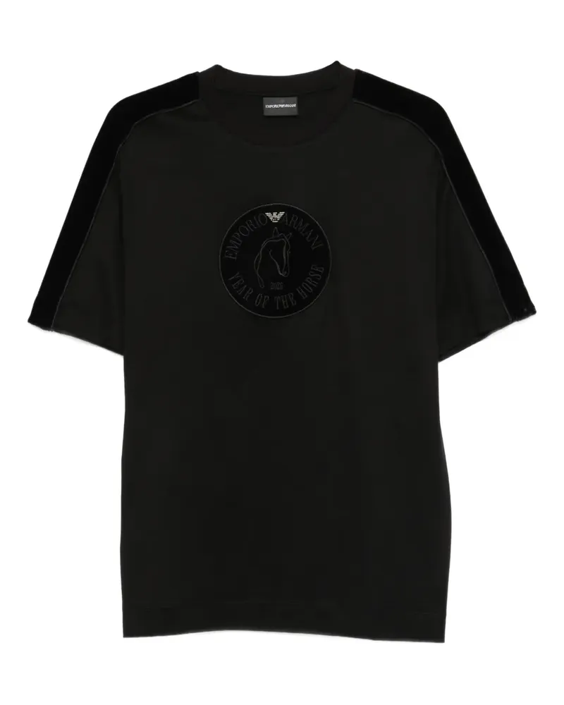 Emporio Armani velvet-panel T-shirt - Schwarz Schwarz
