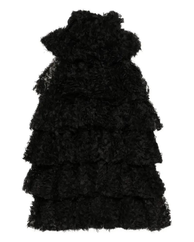Karl Lagerfeld Gerüschte Bluse aus Mesh - Schwarz Schwarz