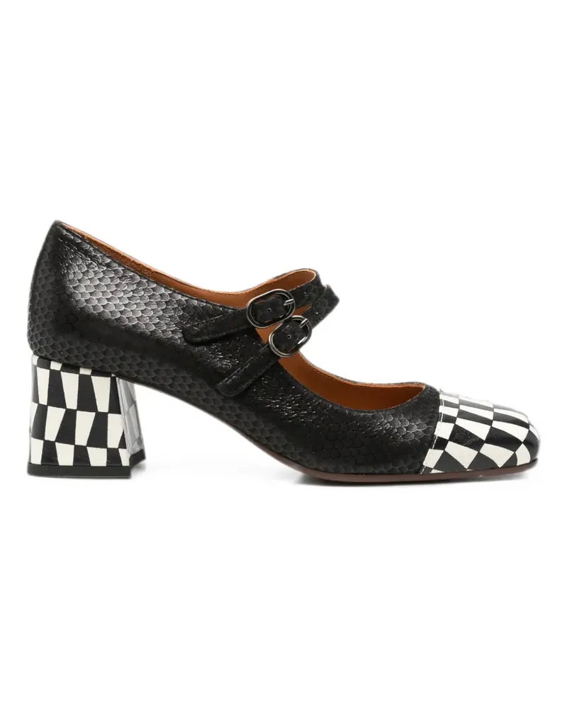 Chie Mihara Volcano check-pattern double-strap pumps - Schwarz Schwarz