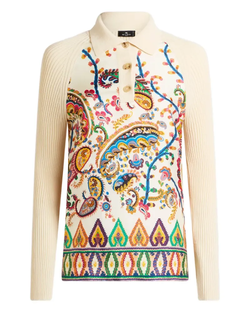 Etro paisley-motif polo top - Nude Nude