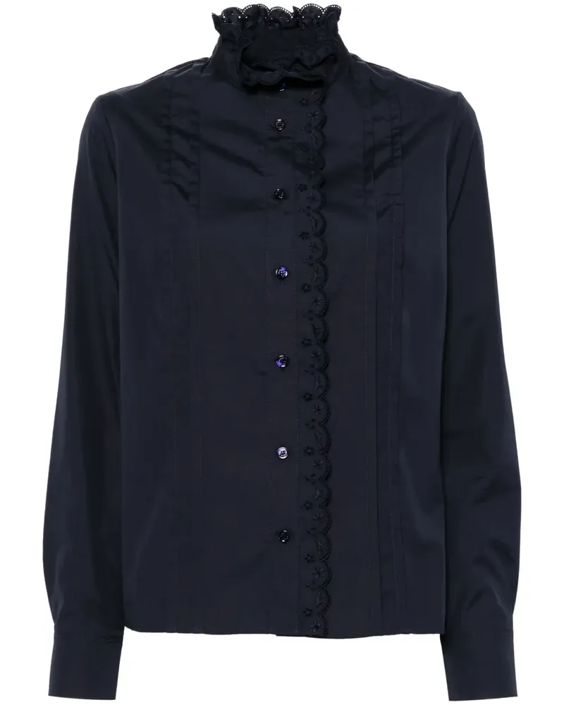 Kitsuné Hemd mit Craft-Stickerei - Blau Blau