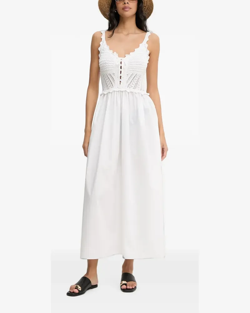 Liu Jo crochet-knit lace-up midi dress - Weiß Weiß