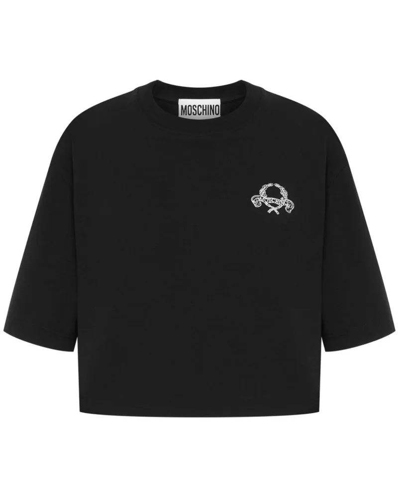 Moschino T-Shirt mit Logo-Stickerei - Schwarz Schwarz