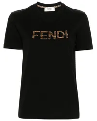 Fendi T-Shirt mit Pailletten Schwarz