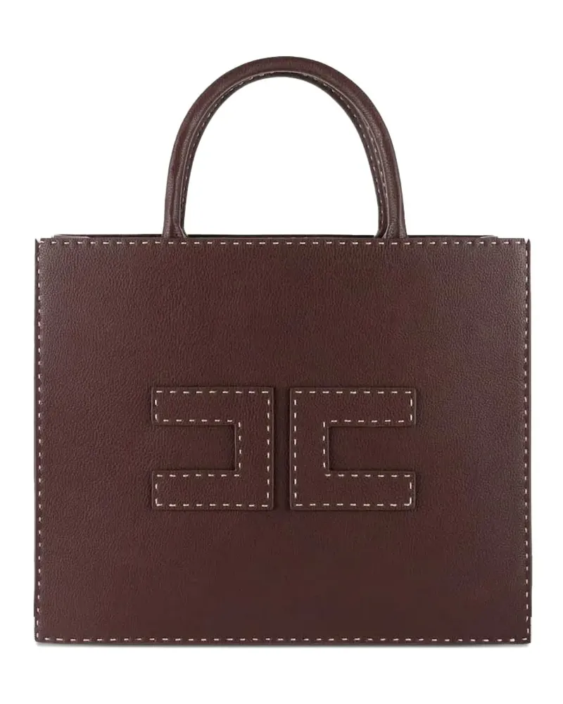 Elisabetta Franchi Tote Bag mit Logo-Patch - Braun Braun