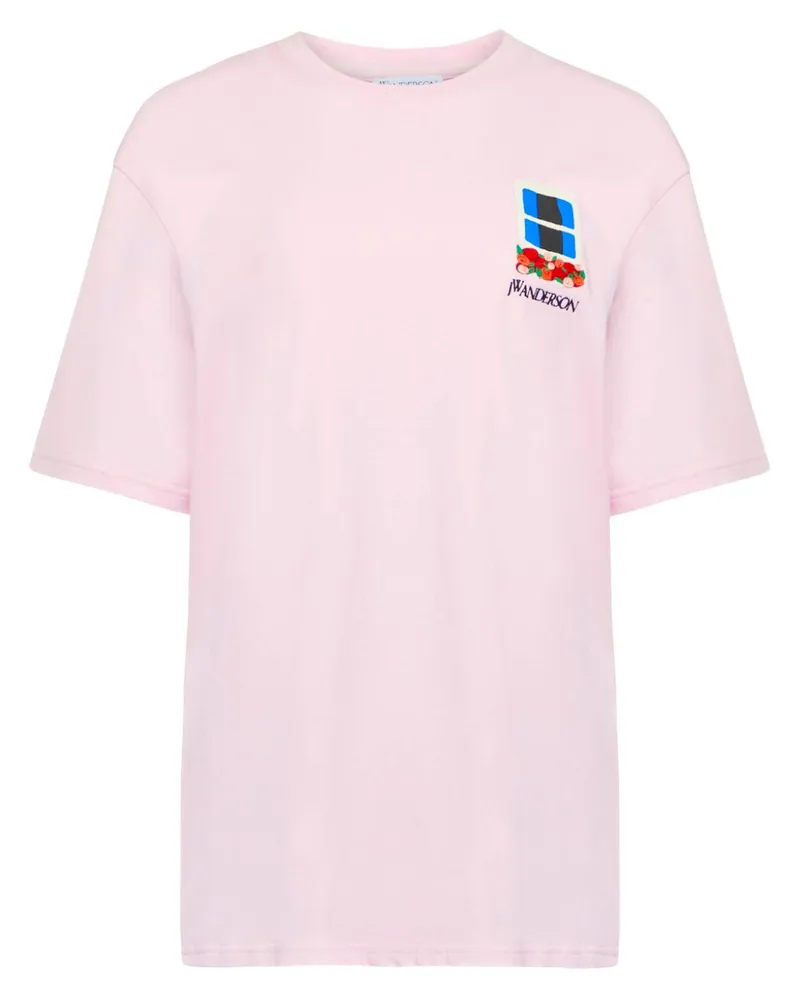 J.W.Anderson T-Shirt mit Fenster-Stickerei - Rosa Rosa