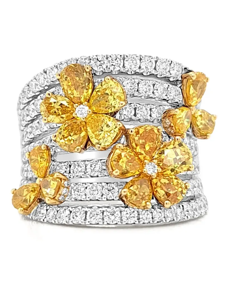 HYT Jewelry floral-detail diamond ring - Silber Silber