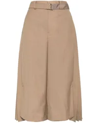 Sacai Cropped-Hose mit Bundfalten Braun