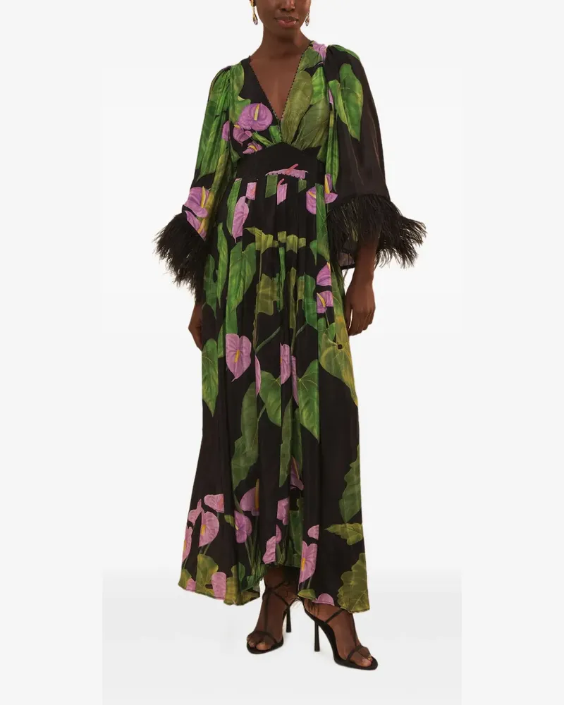 FARM Rio Maxikleid mit Blumen-Print - Grün Grün