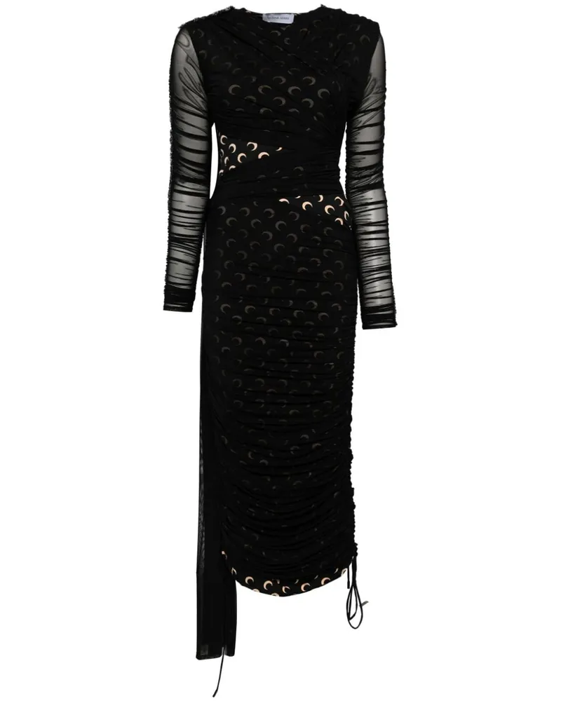 Marine Serre Drapiertes Kleid mit Sichelmond-Print - Schwarz Schwarz