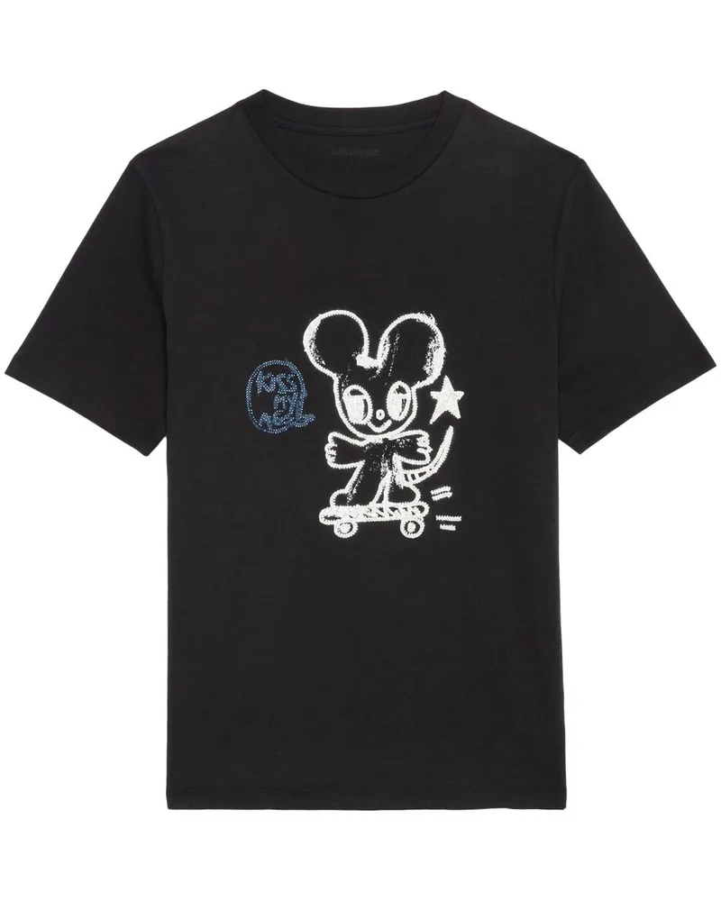 Zadig & Voltaire Edwin Happy Mouse T-Shirt - Schwarz Schwarz