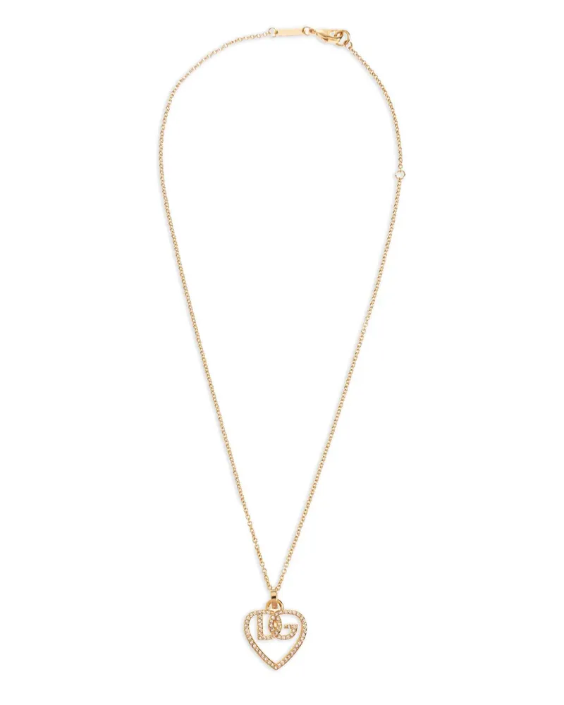 Dolce & Gabbana Kristallverzierte Halskette mit Logo-Anhänger - Gold Gold