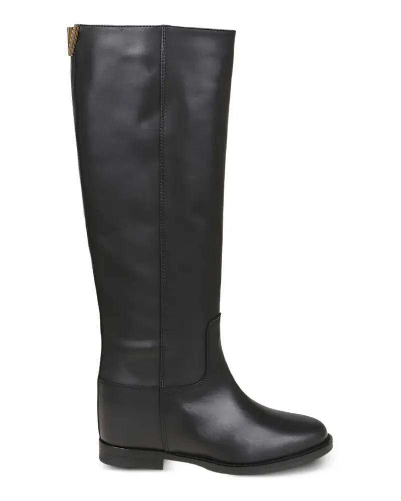 Via Roma 15 Kniehohe Stiefel mit Wedge-Absatz - Schwarz Schwarz