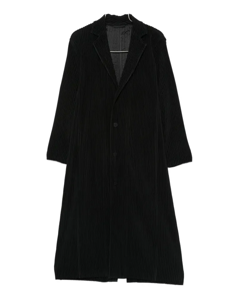 Issey Miyake plissé-effect single-breasted coat - Schwarz Schwarz