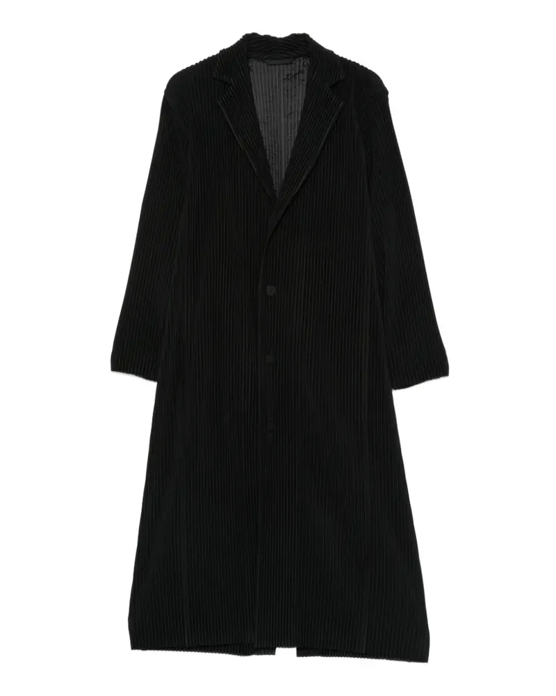 Issey Miyake plissé-effect single-breasted coat - Schwarz Schwarz