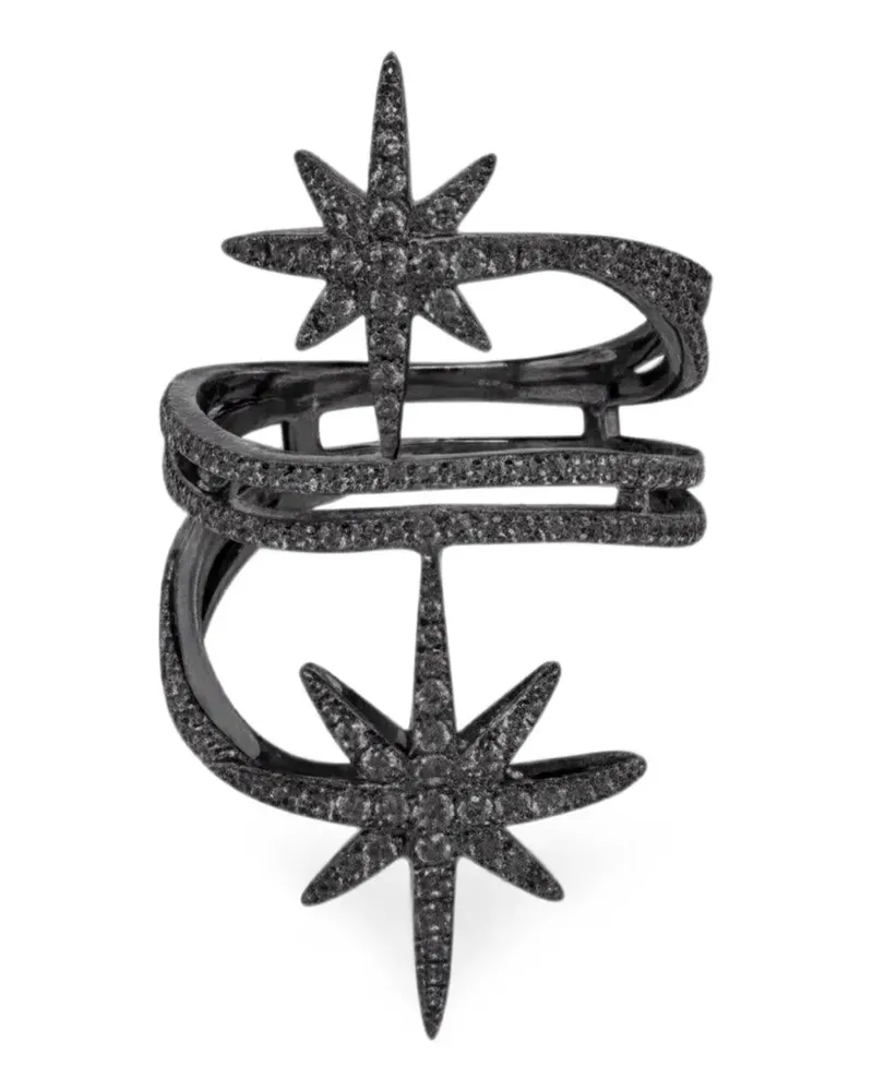APM Monaco star-motif crystal-embellished ring - Schwarz Schwarz