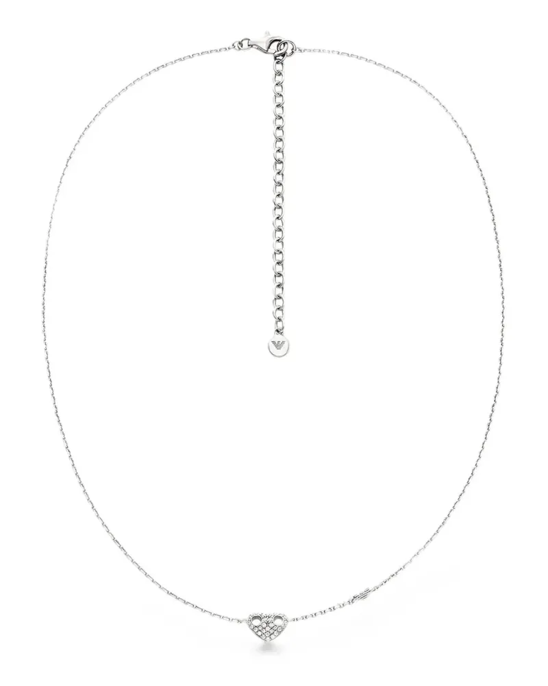 Emporio Armani Sentimental Halskette mit Herzanhänger und Kristallen - Silber Silber