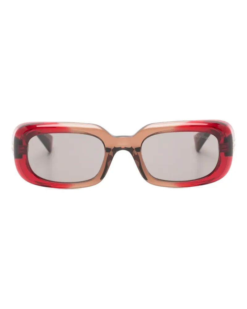 Miu Miu logo-plaque rectangle-frame sunglasses - Rot Rot