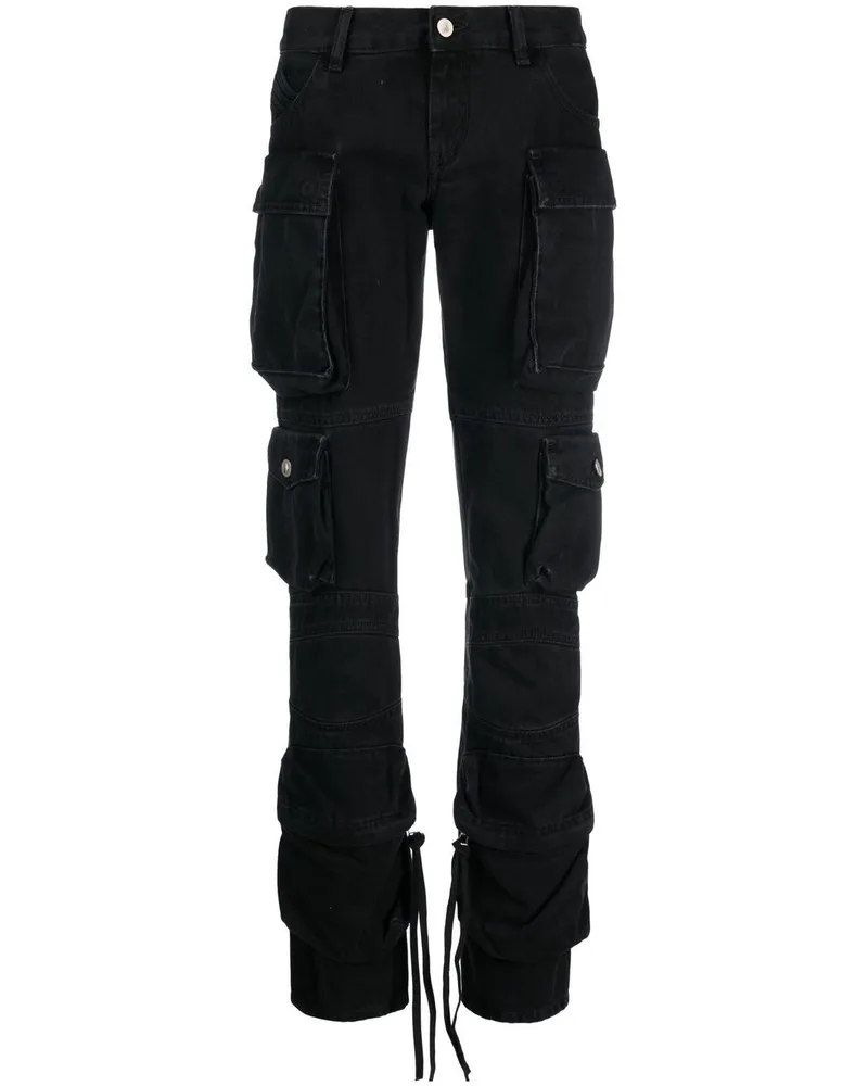 ATTICO Halbhohe Straight-Leg-Jeans - Schwarz Schwarz