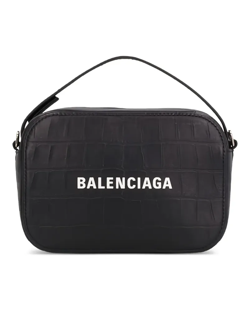 Balenciaga Everyday XS Schultertasche mit Kroko-Effekt - Schwarz Schwarz