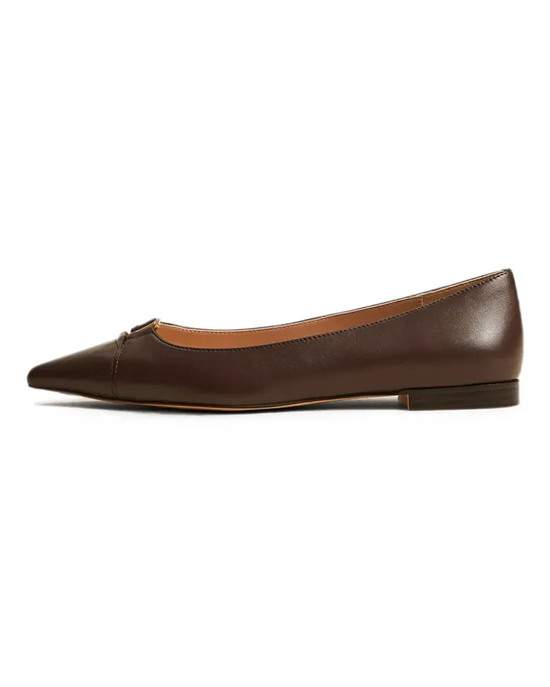 Twin-Set Ballerinas aus Leder mit Logo - Braun Braun