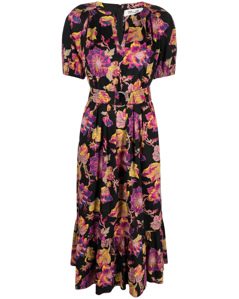 Diane von Furstenberg Kleid mit Blumen-Print - Schwarz Schwarz