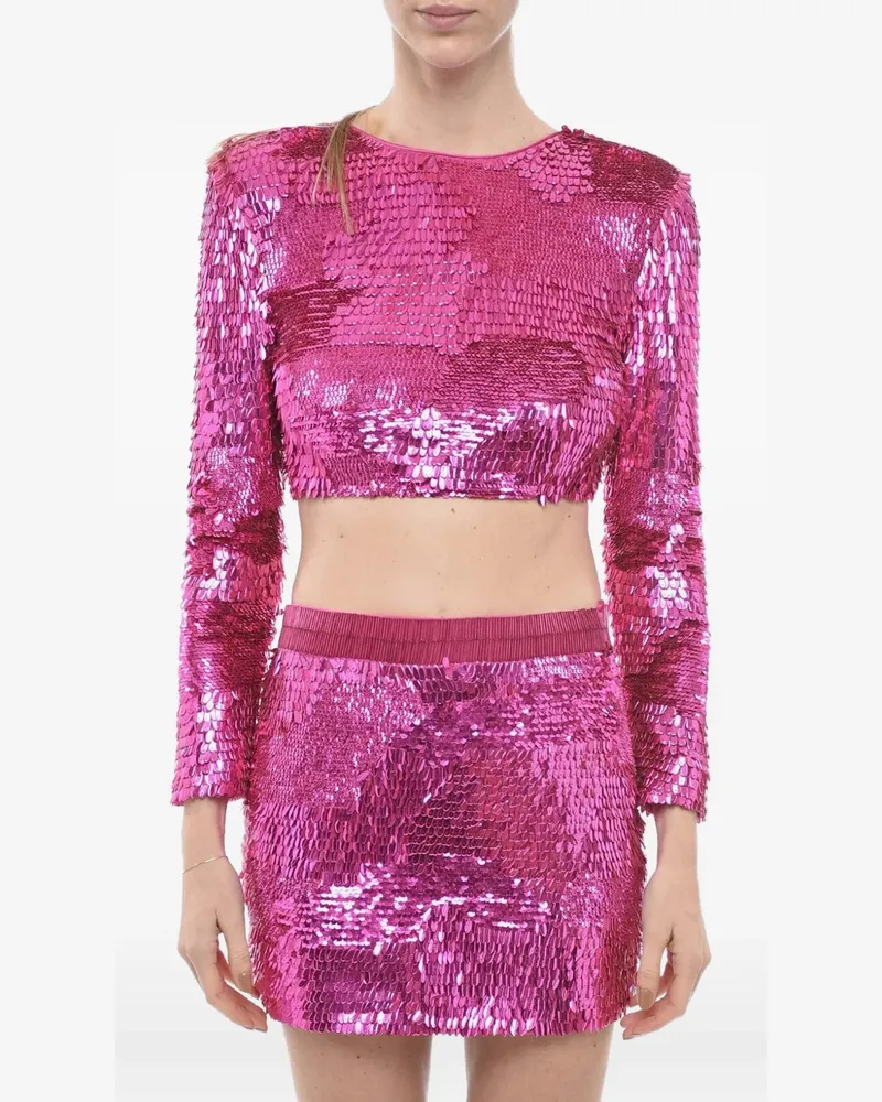 Retrofête Leanne sequin-embellished cropped top - Rosa Rosa