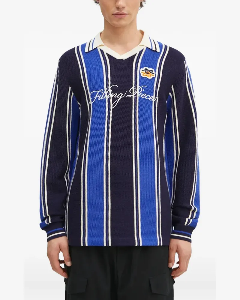Filling Pieces Gestreifter Pullover mit Polokragen - Blau Blau