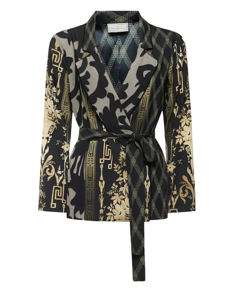 Pierre-Louis Mascia patterned belted jacket - Schwarz Schwarz