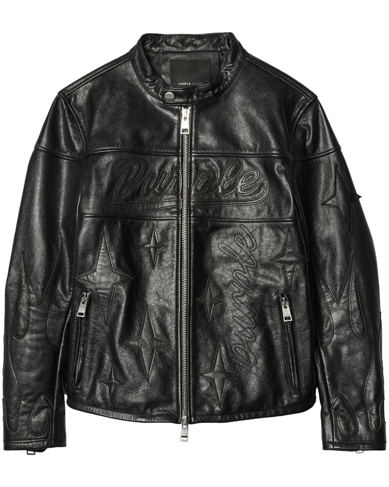 PURPLE BRAND Jacke mit Logo-Stickerei - Schwarz Schwarz