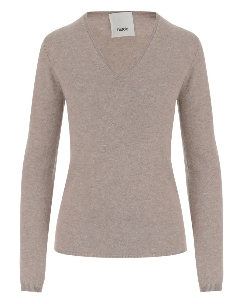 ALLUDE Kaschmirpullover mit V-Ausschnitt - Nude Nude