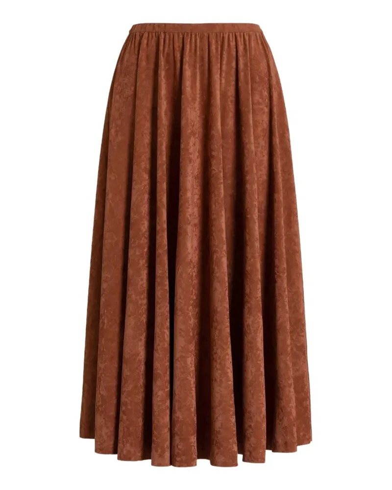Alberta Ferretti textured pleated midi skirt - Braun Braun