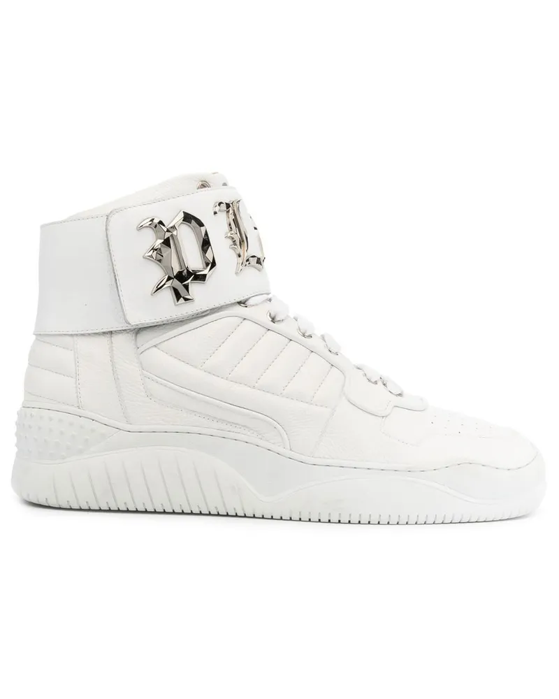 Philipp Plein High-Top-Sneakers mit Logo Weiß